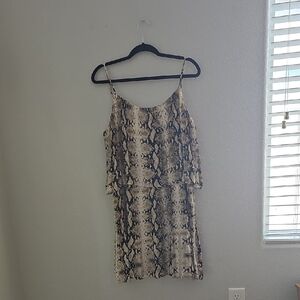 Gibson Cream and Brown Snakeskin Patterned Dress